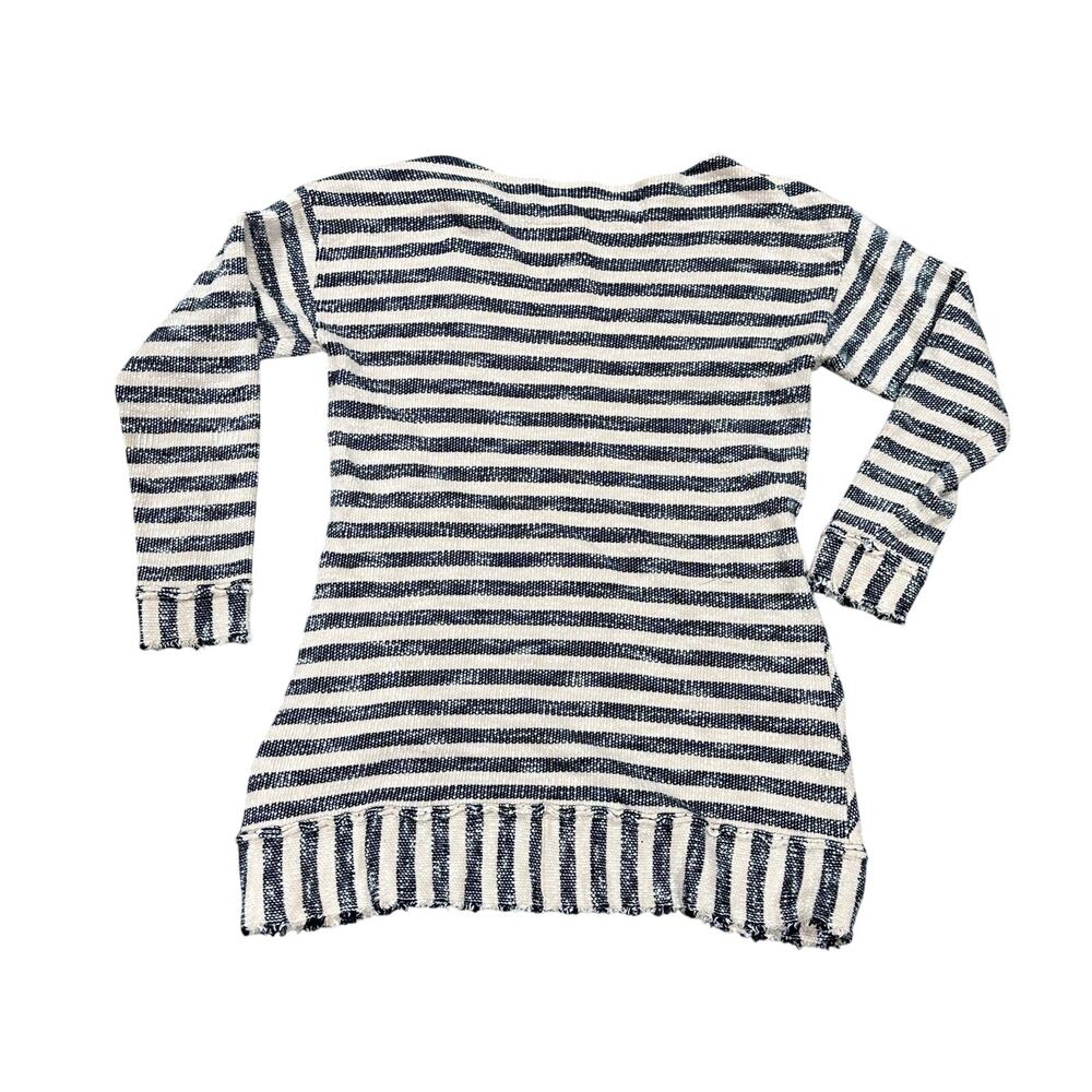 Soft Surroundings Marina Navy Striped Pullover Tunic Dress- Navy Beige- WM Small